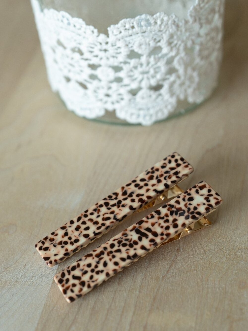 π 2/$20 Brown Dot Hair Clips - Set of 2 - Picture 9 of 11
